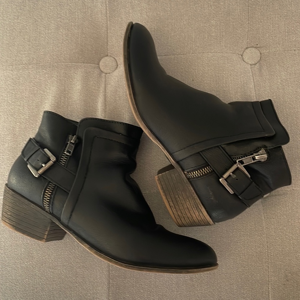 Madden Girl ankle buckle zippered boots